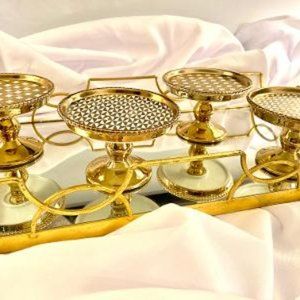 Four Metallic Gold Cupcake Stands